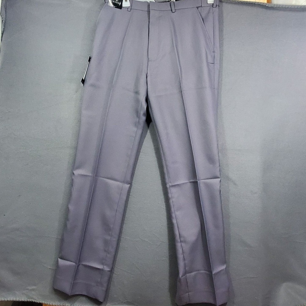 Pegasus Slacks Mens Size 34x33 Flexible Waist Band Gray Poly